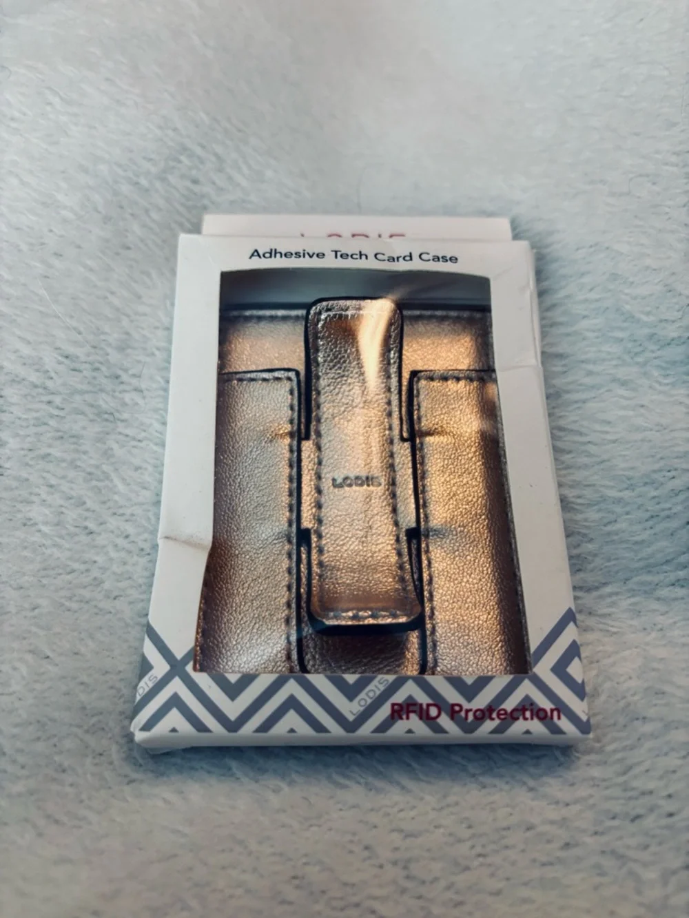 Lodis Genuine Leather Metallic Rose Gold Adhesive Tech Card Case